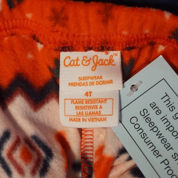 Cat & Jack 2 Piece Pajamas Navy Top with Polar Bear Fleece Bottoms Boy’s 3T - Picture 5 of 6